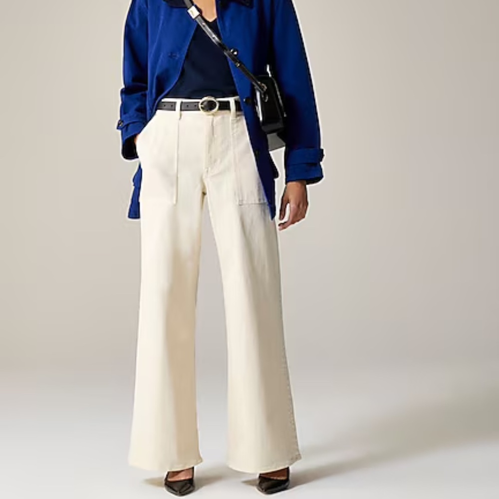 J. Crew Ecru Wash Camp Pocket Wide Leg Jean - Sz 29 NWT